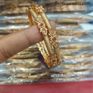 Floral Kundan Polki Bangle (Set of 2)